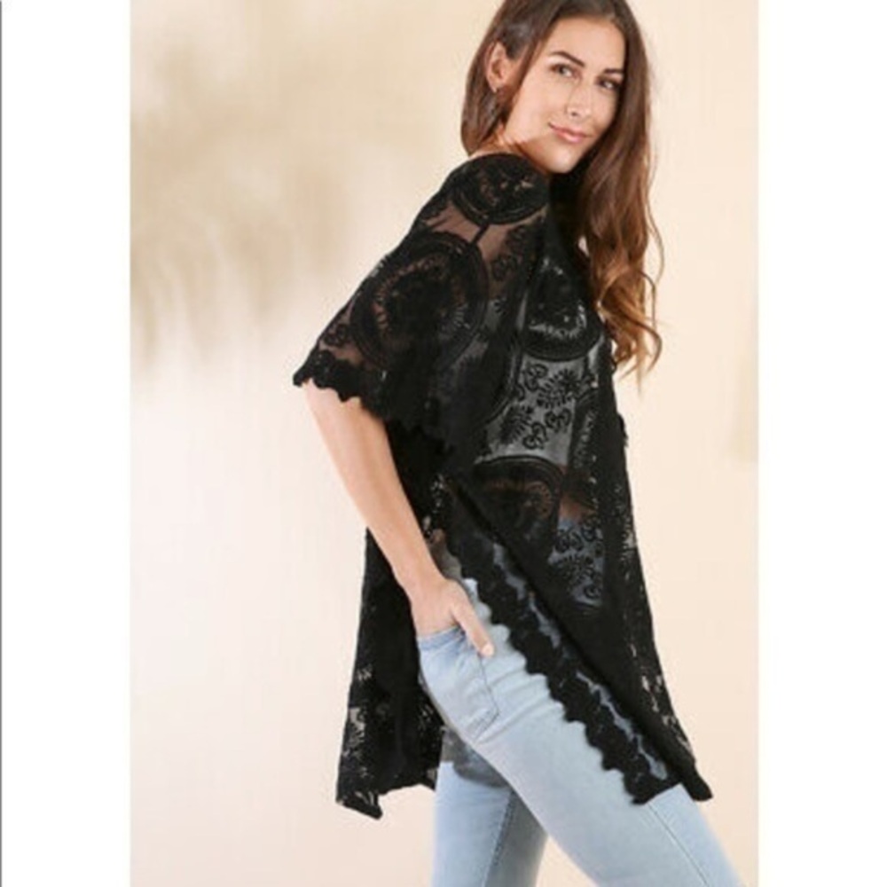 S/M Umgee (Cotton-Blend) Boho Sheer Tunic Layer Top BRAND NEW (NWT)